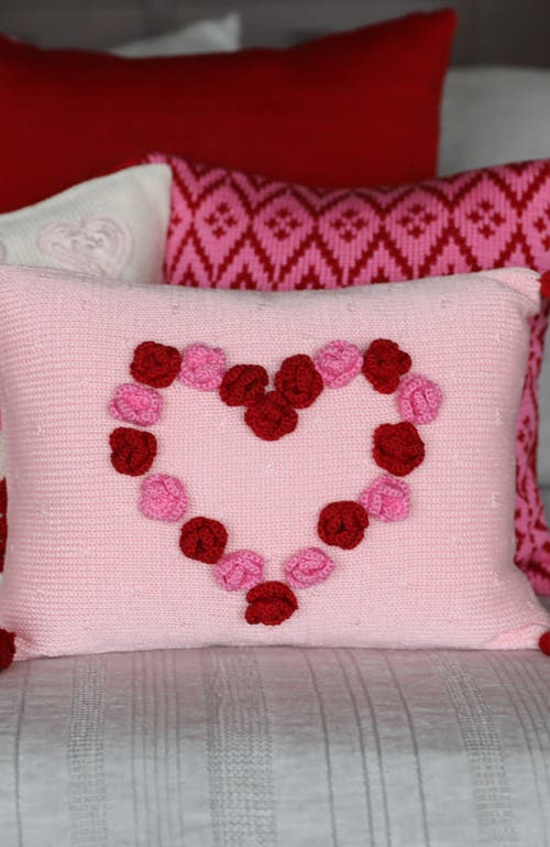 Melange Collection Flower Heart Valentine Pillow In Pink