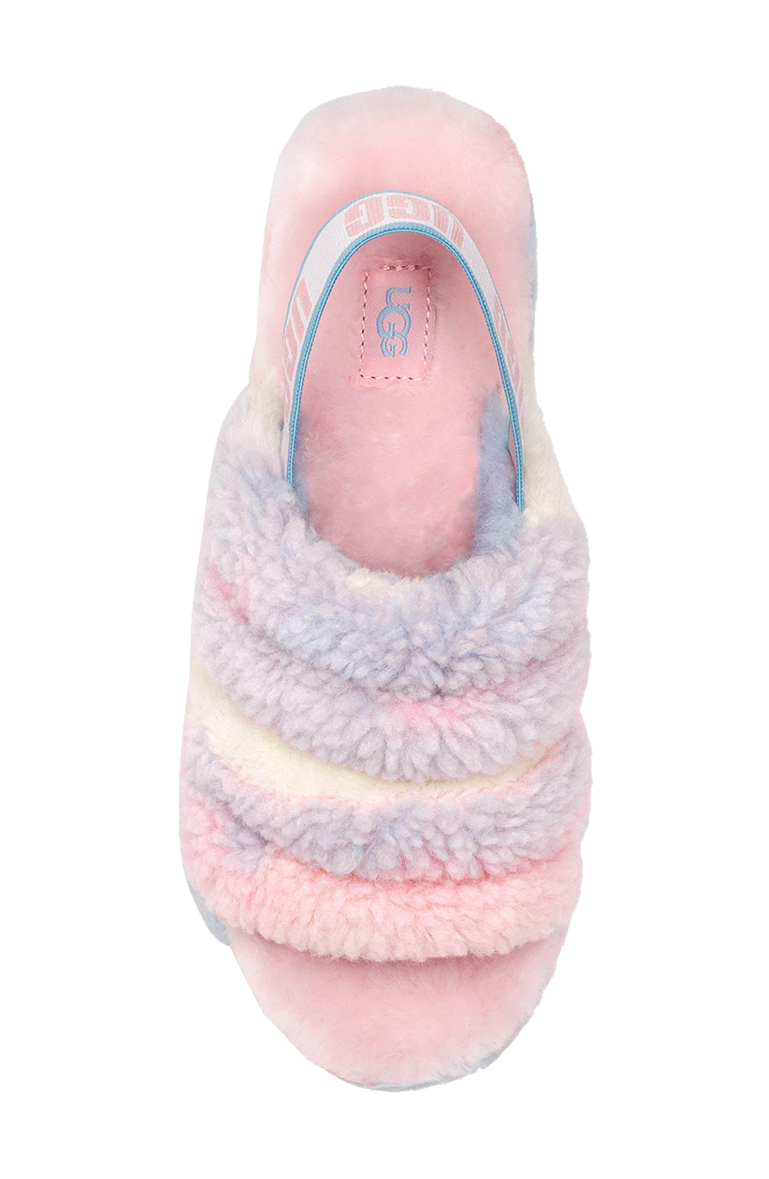 Pride Fluff Yeah Faux Fur Slingback Sandal, Alternate, color, PRIDE STRIPES