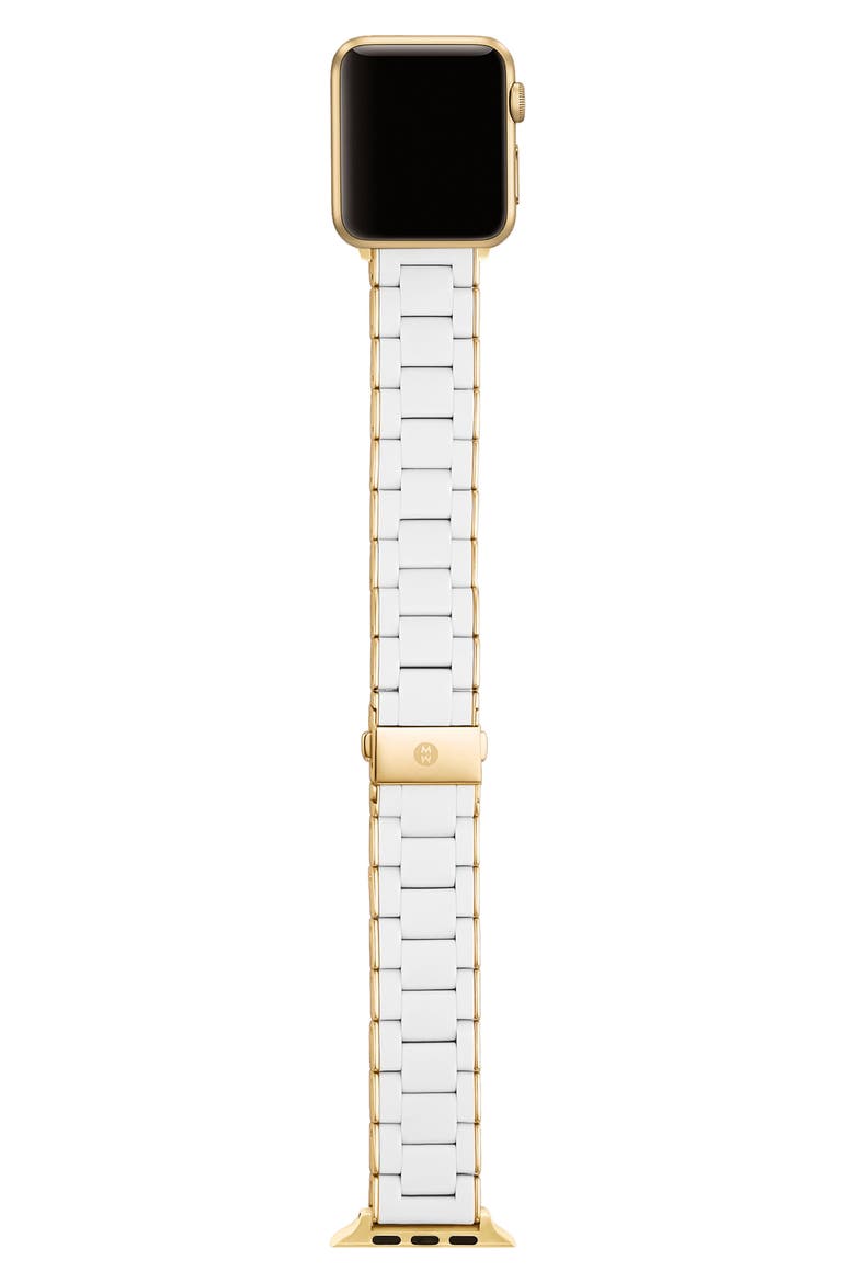 Silicone 20mm Apple Watch® Watchband, Alternate, color, GOLD/WHITE