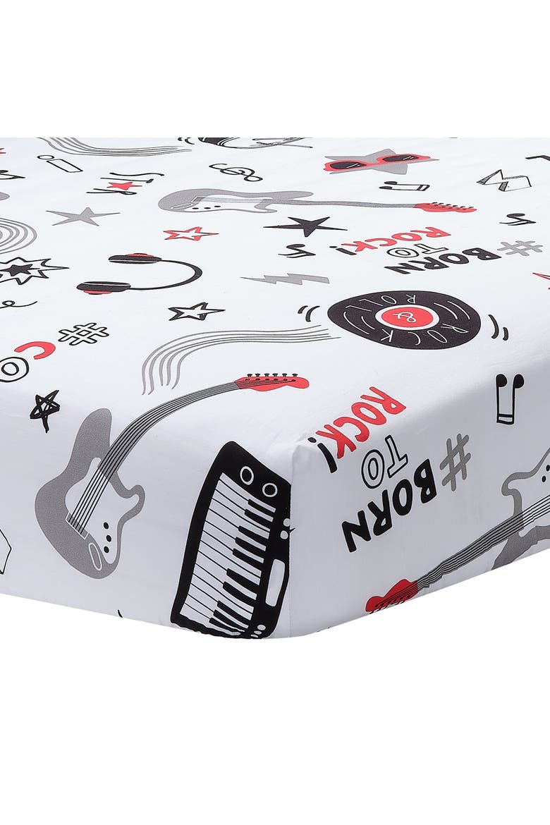 Rock Star Musical Instruments 3-Piece Baby Crib Bedding Set, Alternate, color, Gray