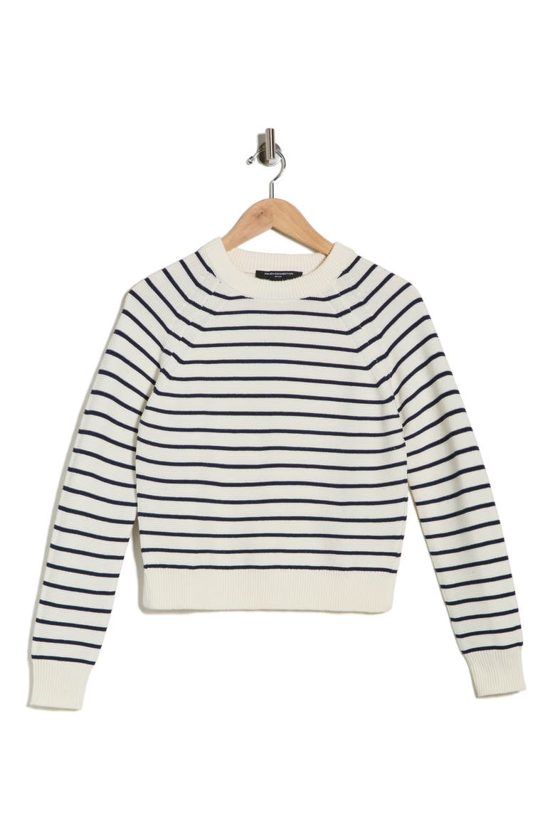 Mozart Stripe Crewneck Sweater, Alternate, color, CREAM/ NAVY
