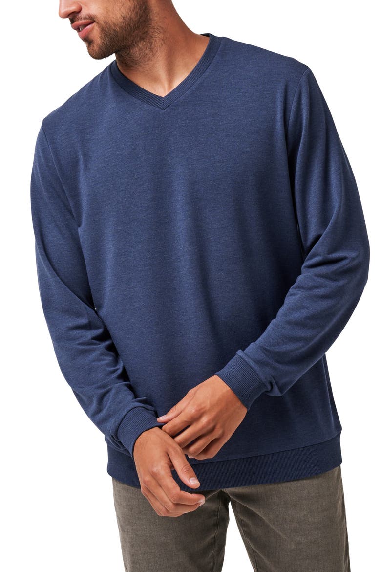 Amenities V-Neck Sweatshirt, Main, color, HEATHER BLUE NIGHTS