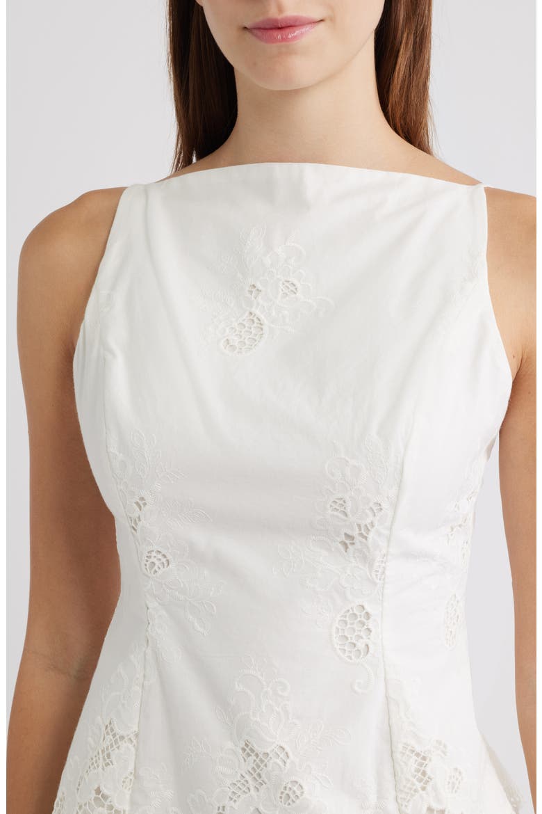 Nolia Broderie Anglaise Cotton Bow Back Top, Alternate, color, WHITE