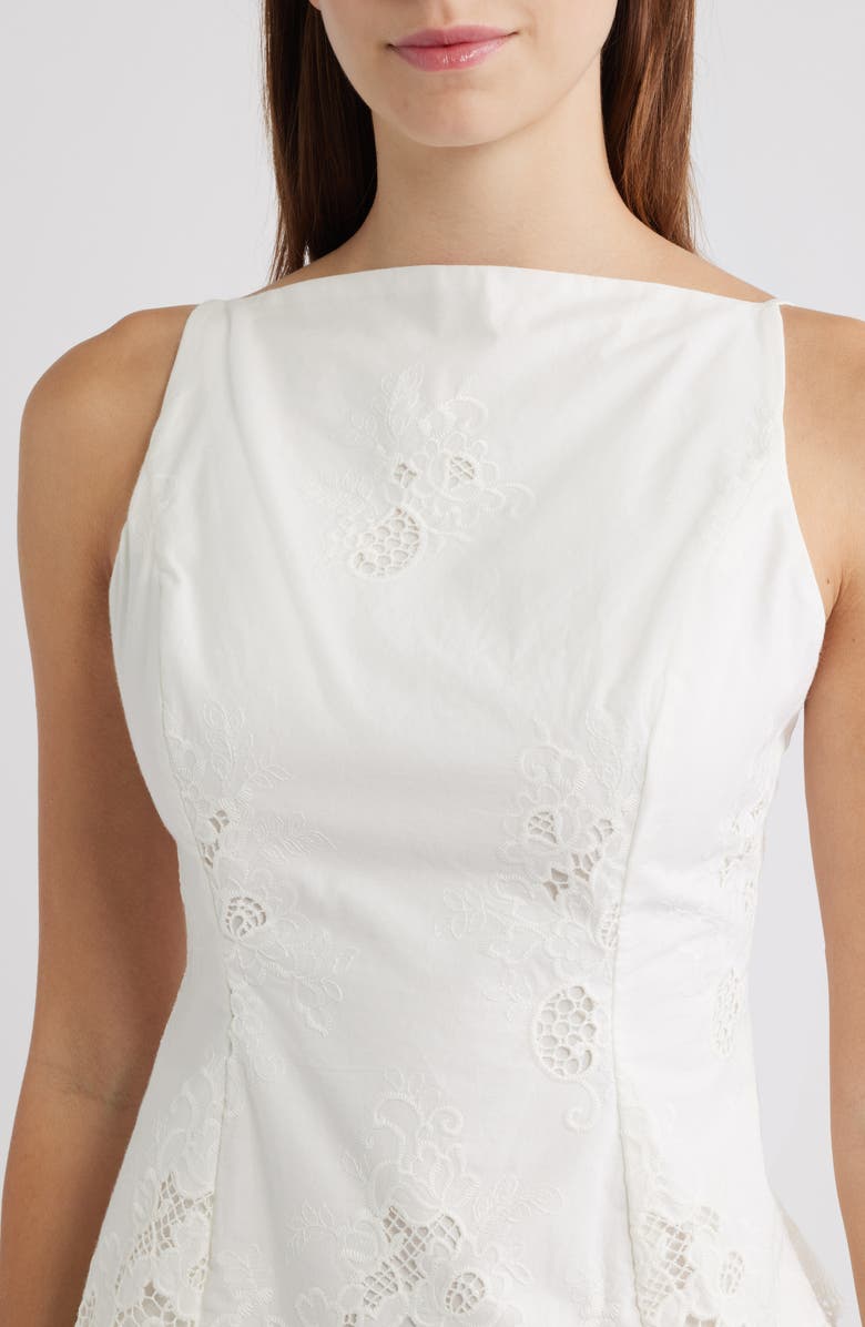 HOUSE OF CB Nolia Broderie Anglaise Cotton Bow Back Top, Alternate, color, White