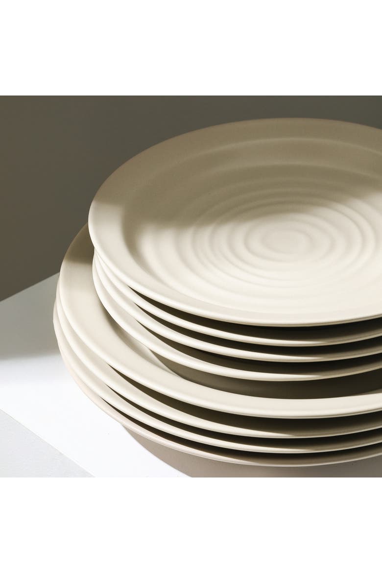 Orbit Stoneware 12-Piece Dinnerware Set with Cereal Bowls, Alternate, color, Beige