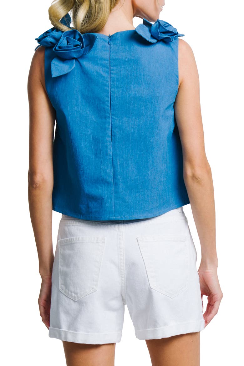 Lucia Rosette Detail Denim Shirt, Alternate, color, BLUE