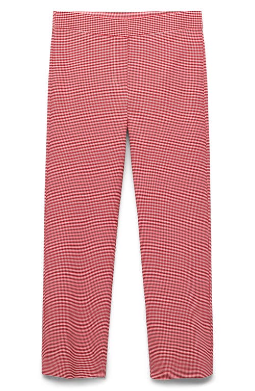 Mango Gingham Crop Pants In Pink
