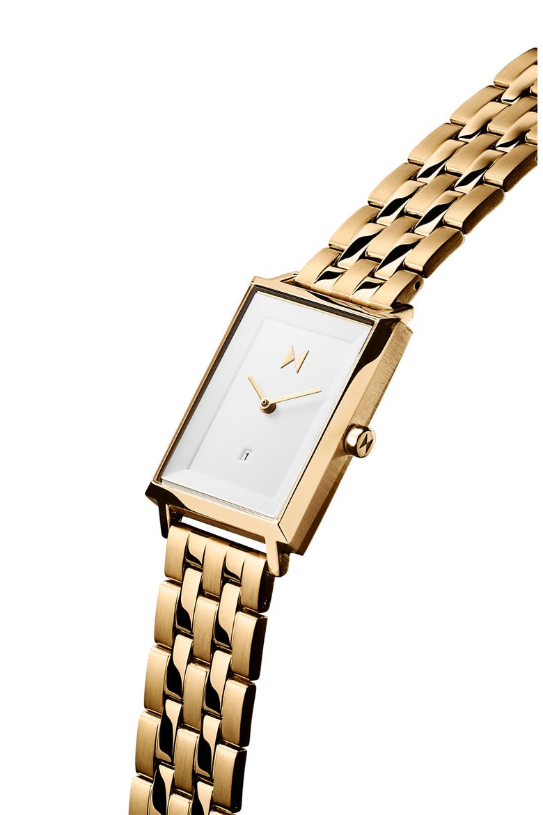 Signature Square Bracelet Watch, 24mm, Alternate, color, GOLD/ WHITE/ GOLD