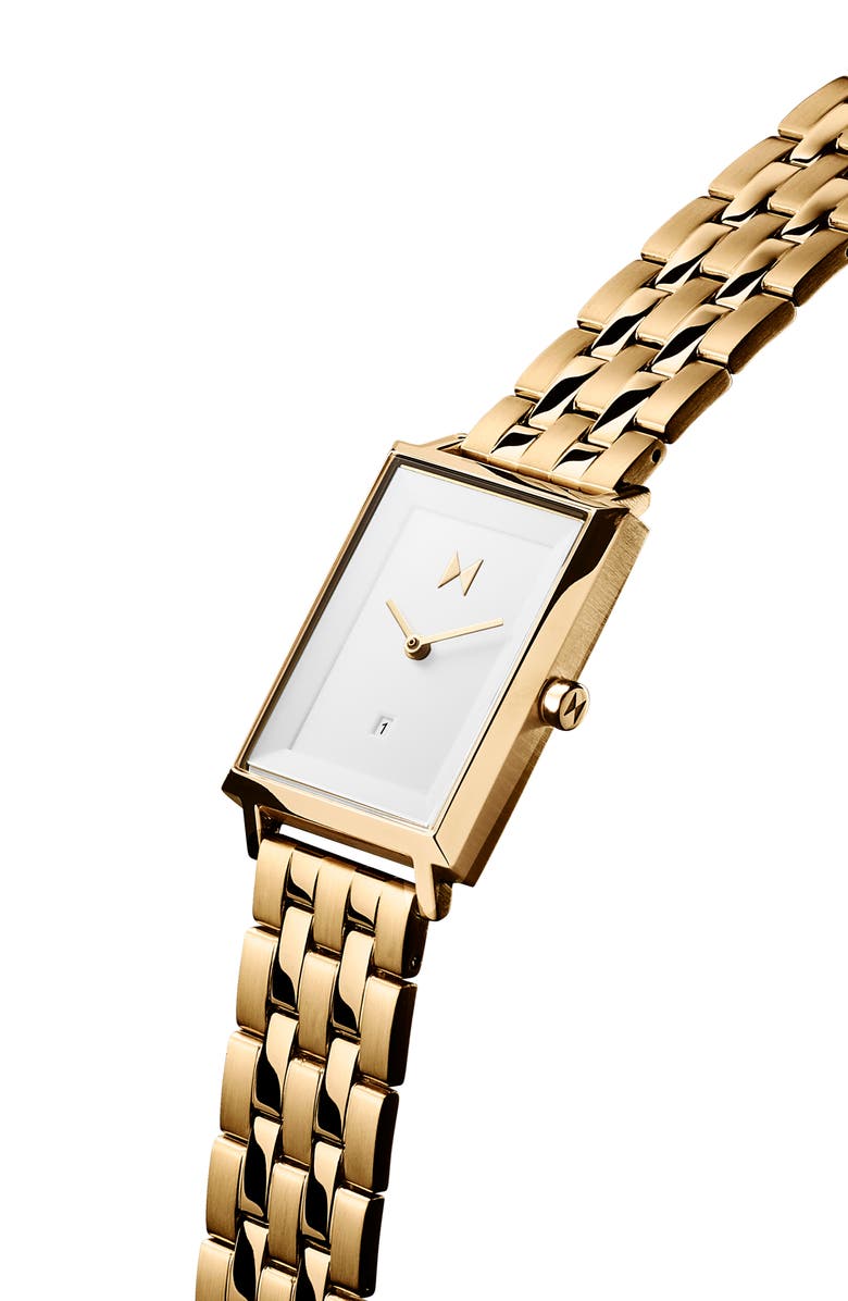 MVMT Signature Square Bracelet Watch, 24mm, Alternate, color, Gold/ White/ Gold