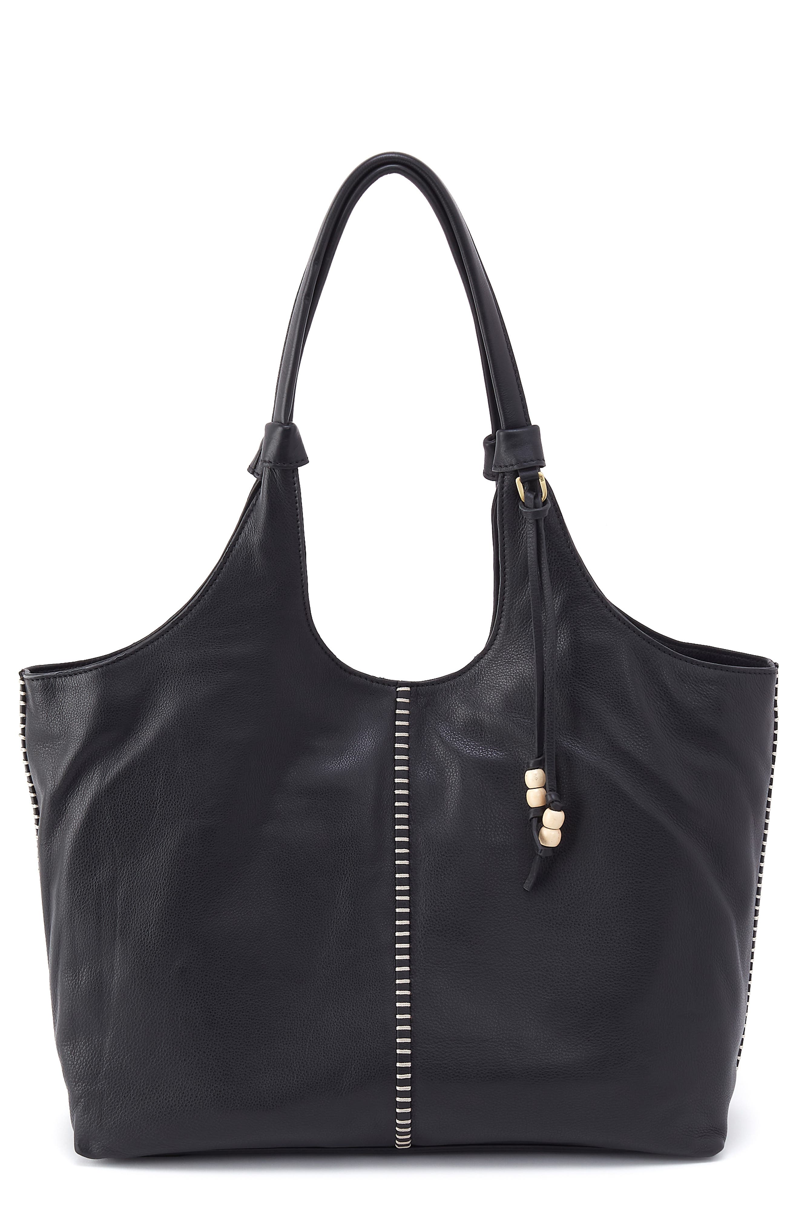 HOBO La Jolla Leather Tote, Main, color, Black