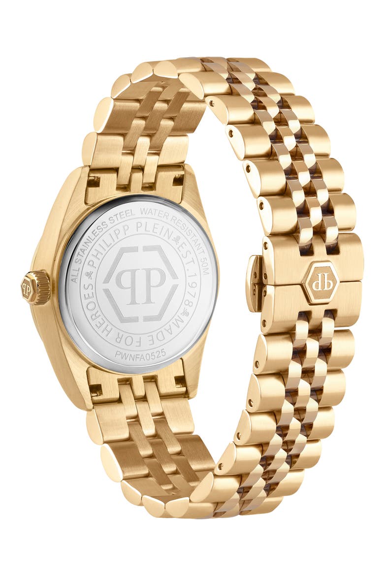 Date Superlative Crystal Bracelet Watch, 38mm, Alternate, color, IP YELLOW GOLD