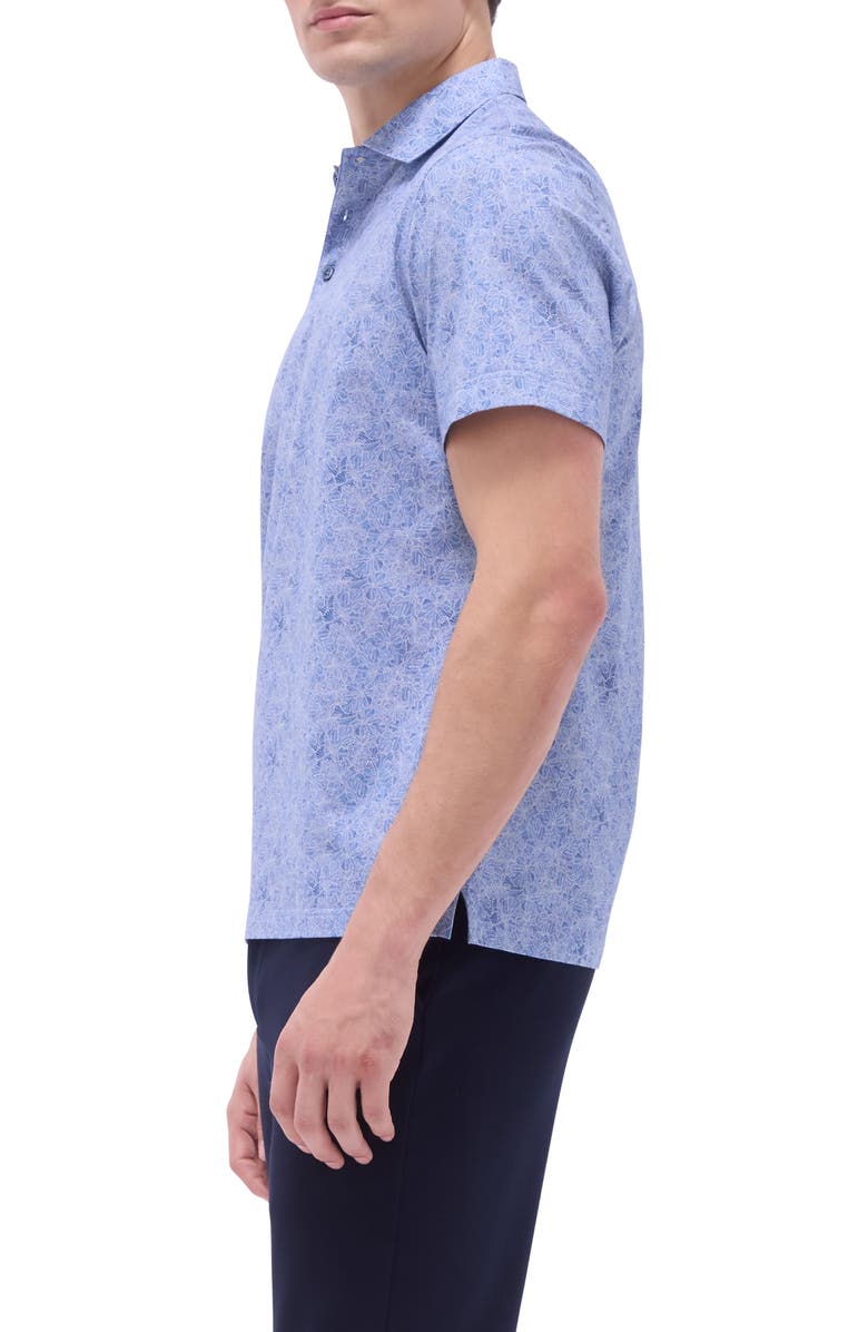 Bugatchi Victor OoohCotton<sup>®</sup> Leaf Print Polo, Alternate, color, Cobalt