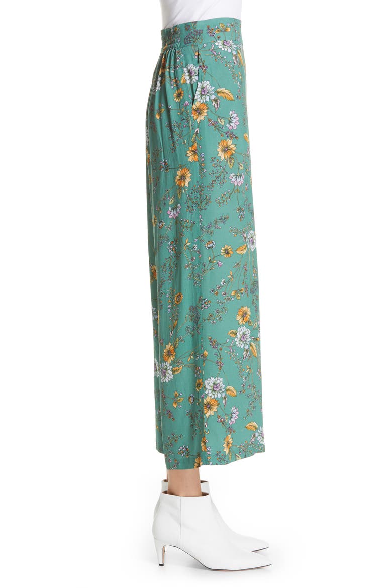 Pam Floral Smock Back Wide Leg Pants, Alternate, color, JADE FIELD FLOWER