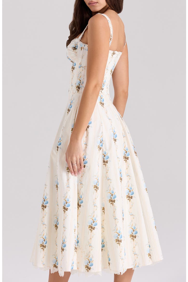 Rosalee Corset Fit & Flare Sundress, Alternate, color, HYDRANGEA STRIPE CREAM