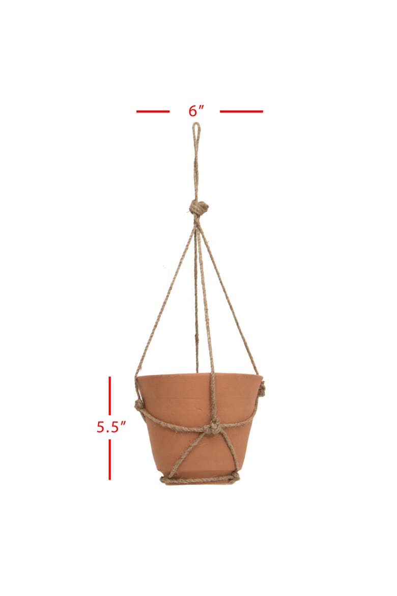 Hanging Terracotta Terracotta & Jute Planter, Alternate, color, Orange
