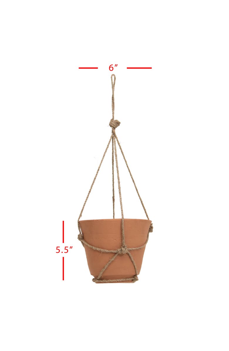 Foreside Home and Garden Hanging Terracotta Terracotta & Jute Planter, Alternate, color, Orange