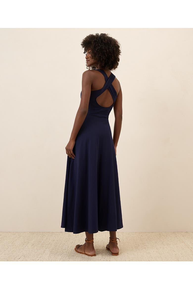Organic Cotton Fit & Flare Open Back Maxi Dress, Alternate, color, Eclipse