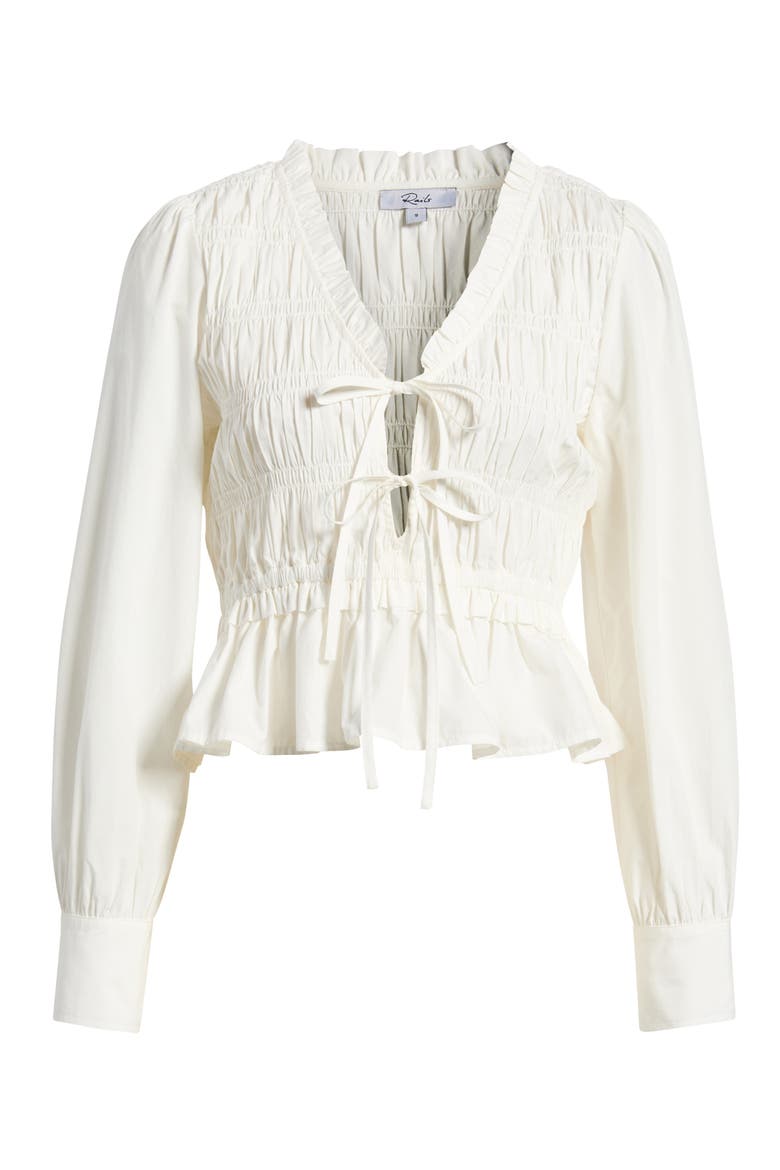 Sami Smocked Cotton Top, Alternate, color, WHITE