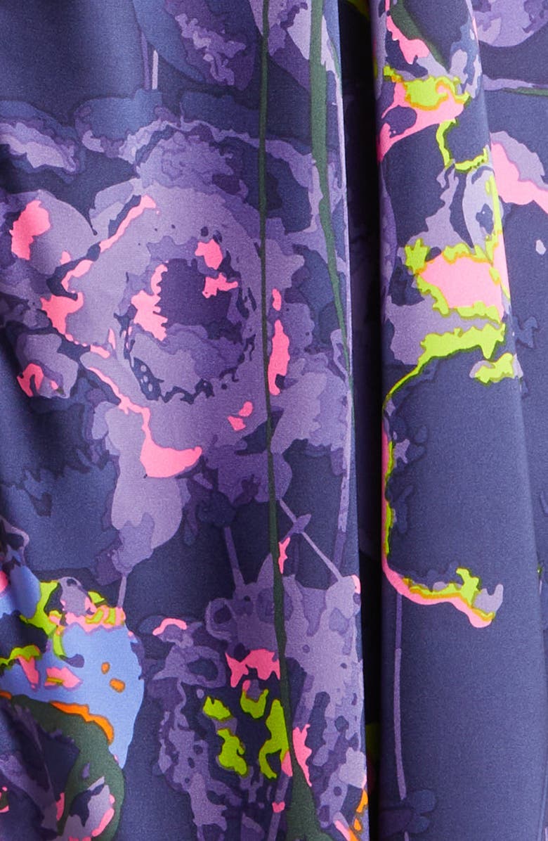 Chi Chi London Neon Floral Long Sleeve Satin Shirtdress, Alternate, color,