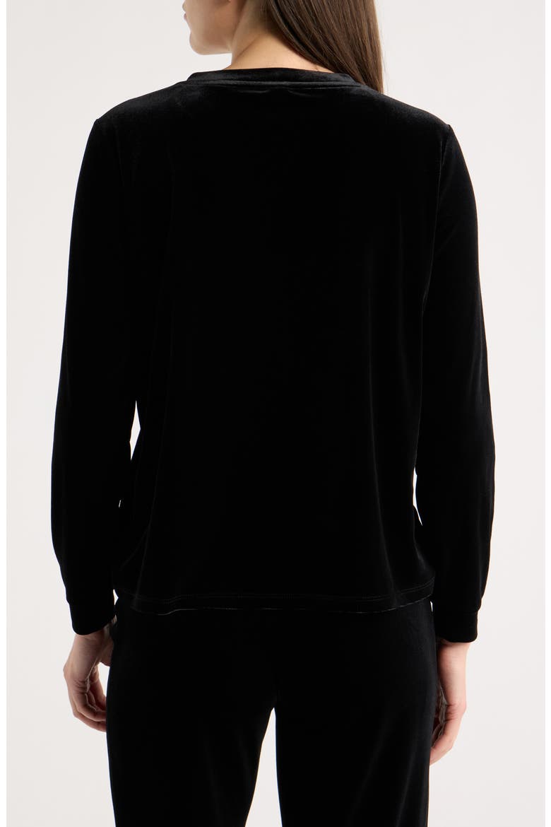 Embellished Button Velvet Top, Alternate, color, BLACK MULTI