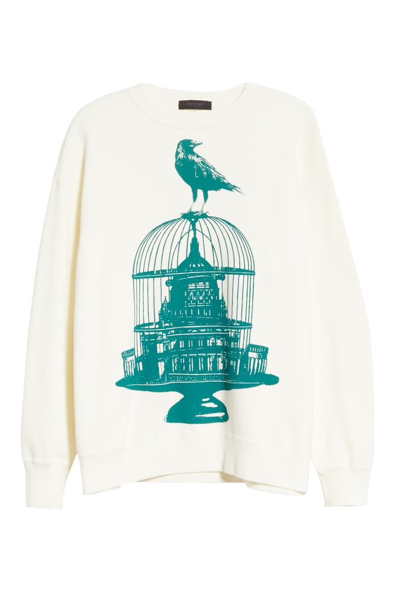 Crow Graphic Sweatshirt, Alternate, color, OFF-WHITE