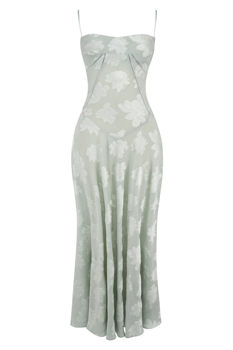 Seren Blush Sheer Lace-Up Back Gown, Alternate, color, AQUA