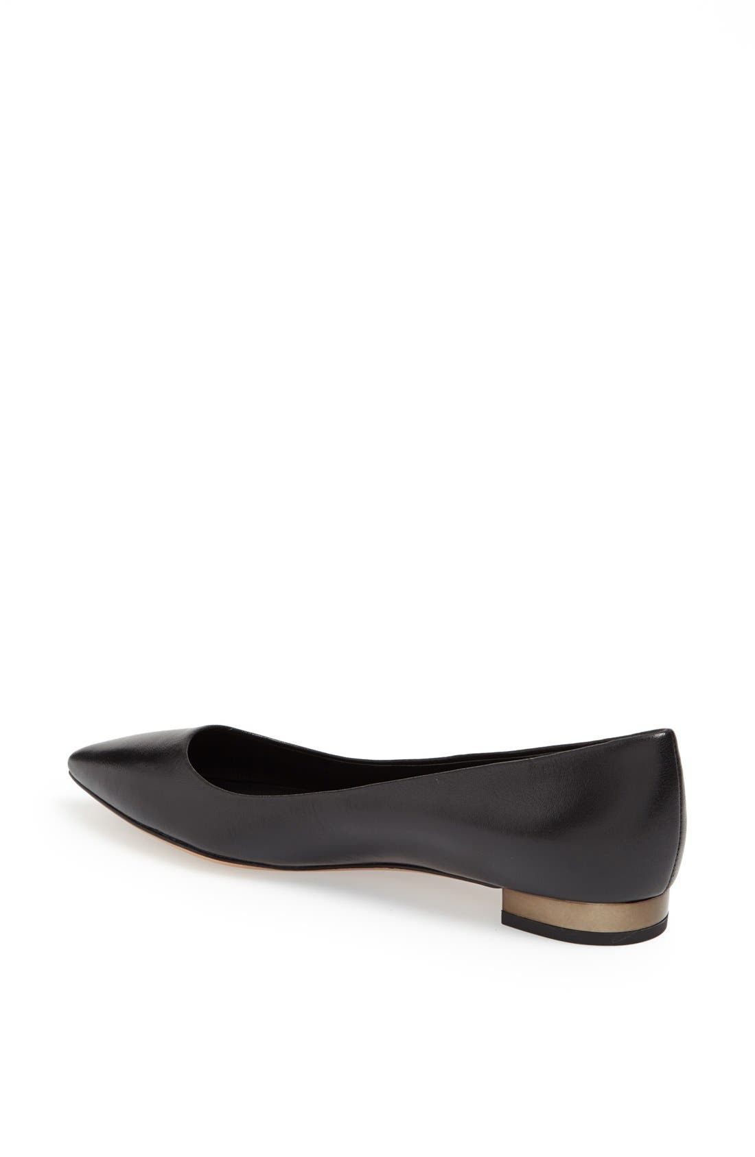 'Velvet' Flat, Alternate, color, BLACK/ GUNMETAL NAPPA
