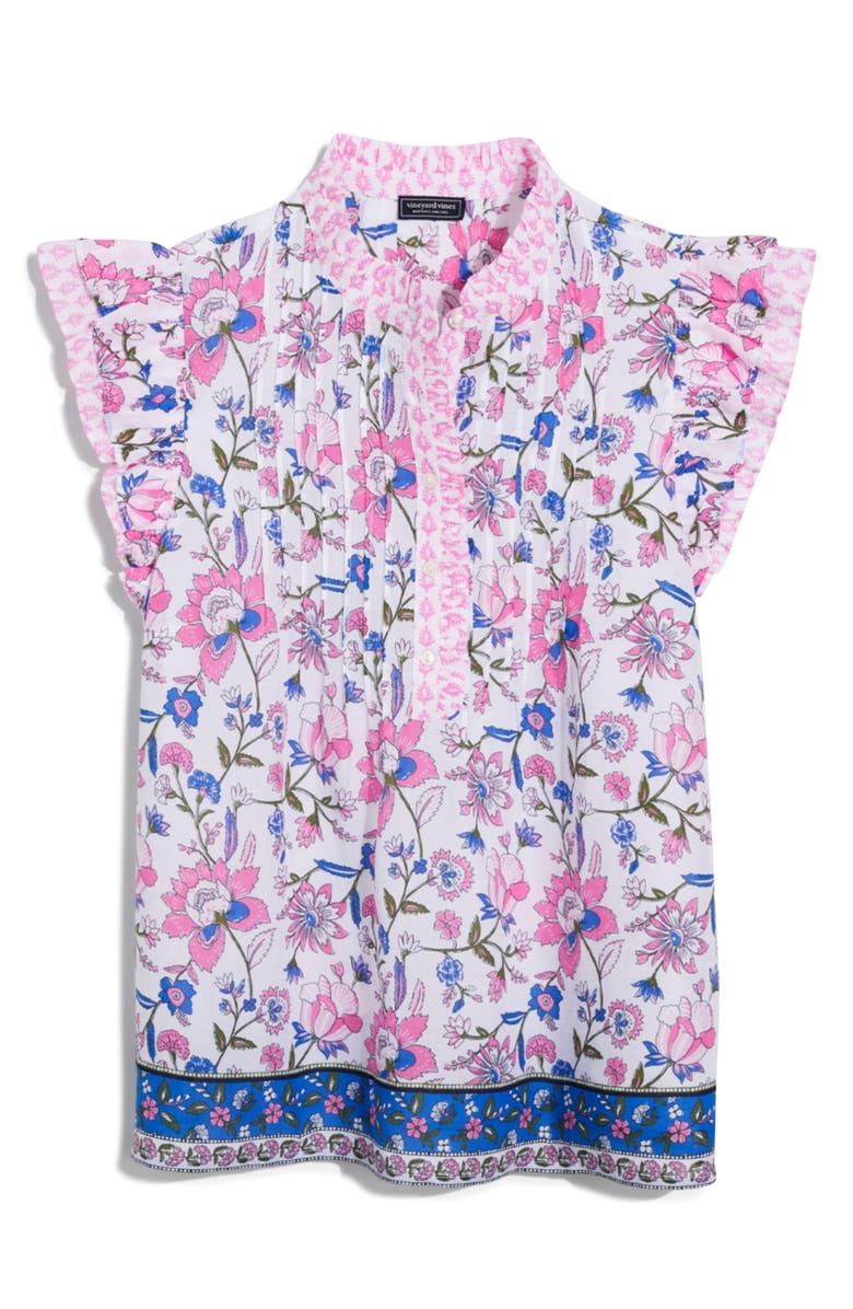 vineyard vines Floral Flutter Sleeve Top, Alternate, color, 