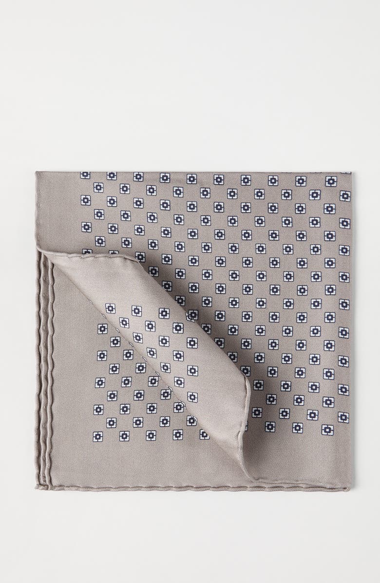 Brunello Cucinelli Silk pocket square, Alternate, color, Light Brown