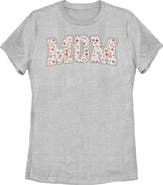 Minnie Mouse Women's Minnie Mouse Mom Collegiate Flower Print  Graphic T-Shirt