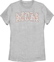 Minnie Mouse Women's Minnie Mouse Mom Collegiate Flower Print  Graphic T-Shirt