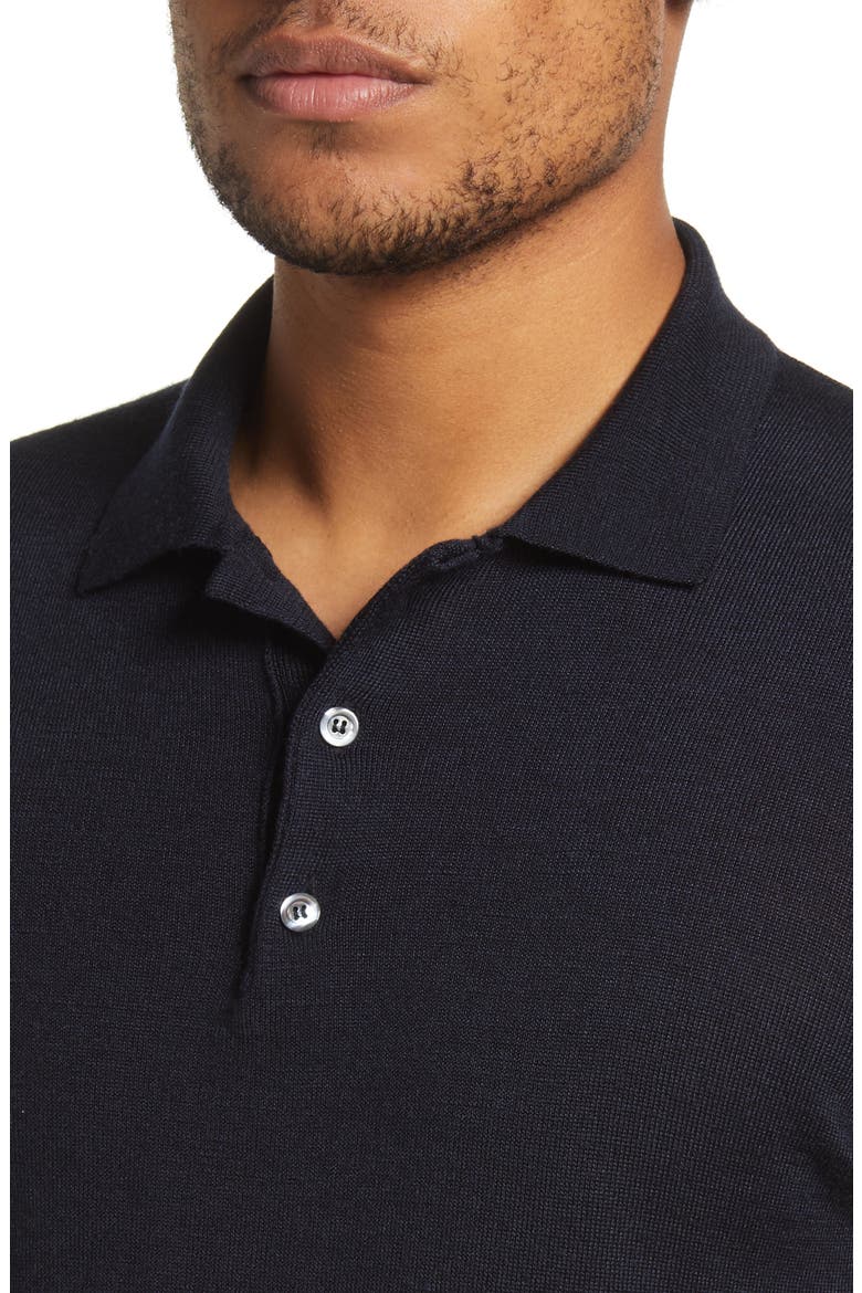 Brutus Long Sleeve Wool & Lyocell Polo, Alternate, color, NAVY