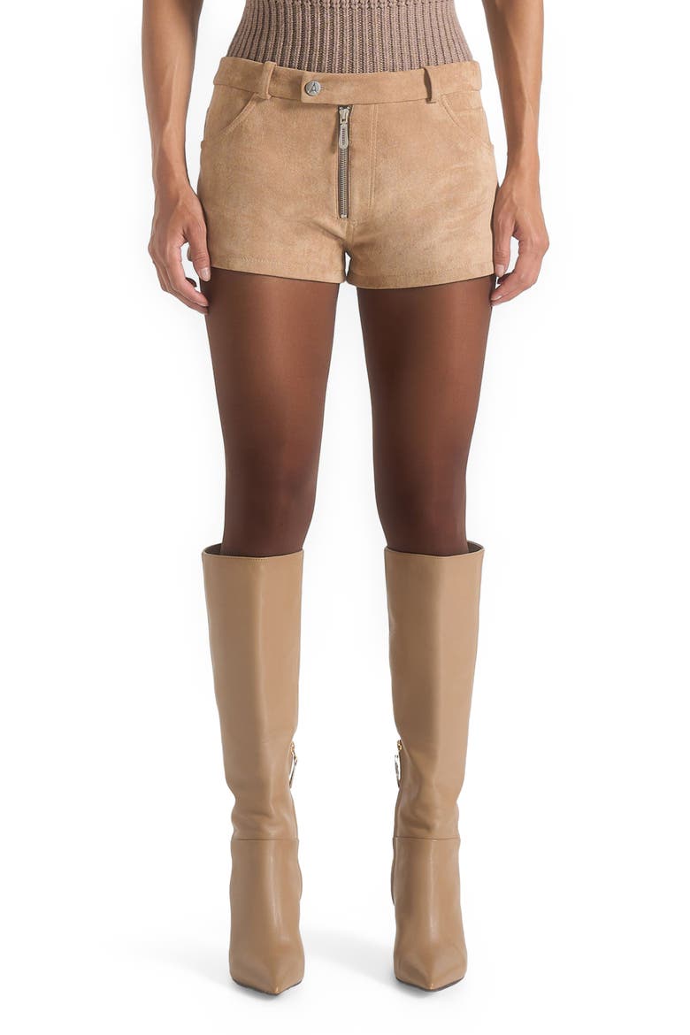 Fara Suede Mini Shorts, Main, color, Beige