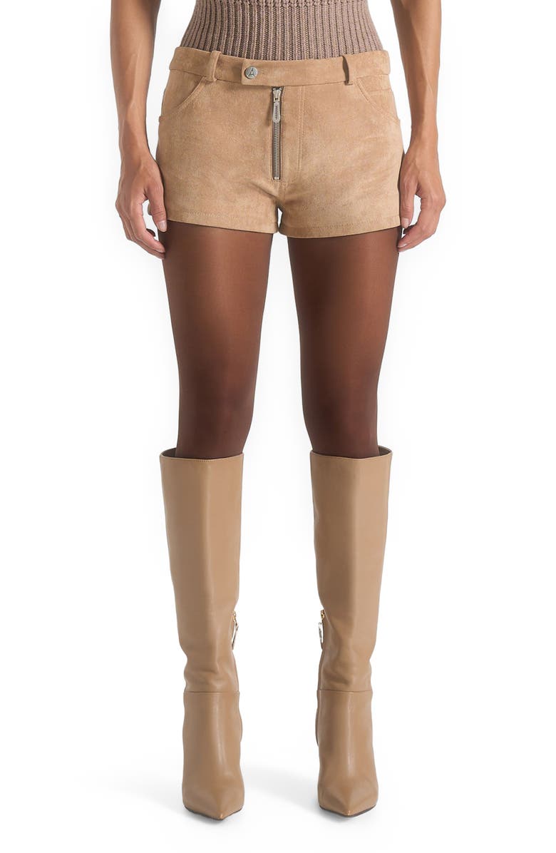 Manière De Voir Fara Suede Mini Shorts, Main, color, Beige