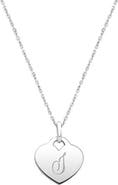 Tiny Blessings Sterling Silver Baby Heart & Engraved Initial 12-14" Necklace