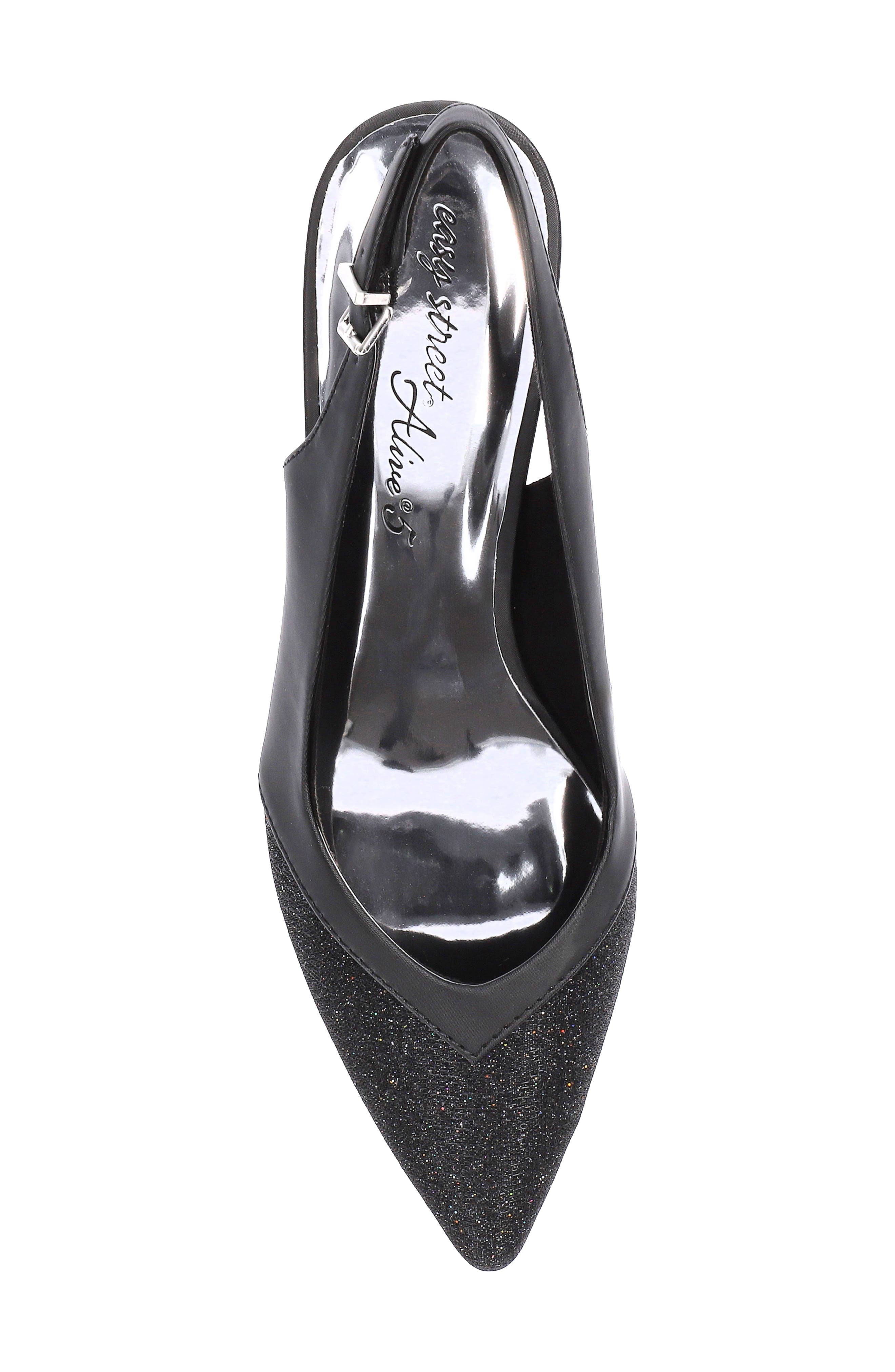 EASY STREET Vivid Kitten Heel Slingback Pump, Alternate, color, Black Satin-Glitter