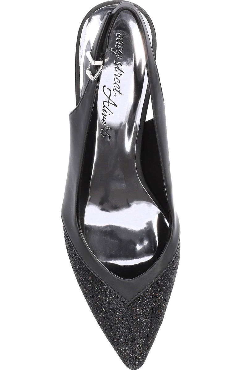 EASY STREET Vivid Kitten Heel Slingback Pump, Alternate, color, Black Satin-Glitter