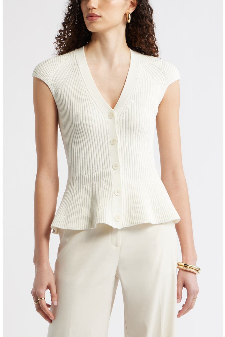 Rib Peplum Top, Main, color, IVORY TOFU