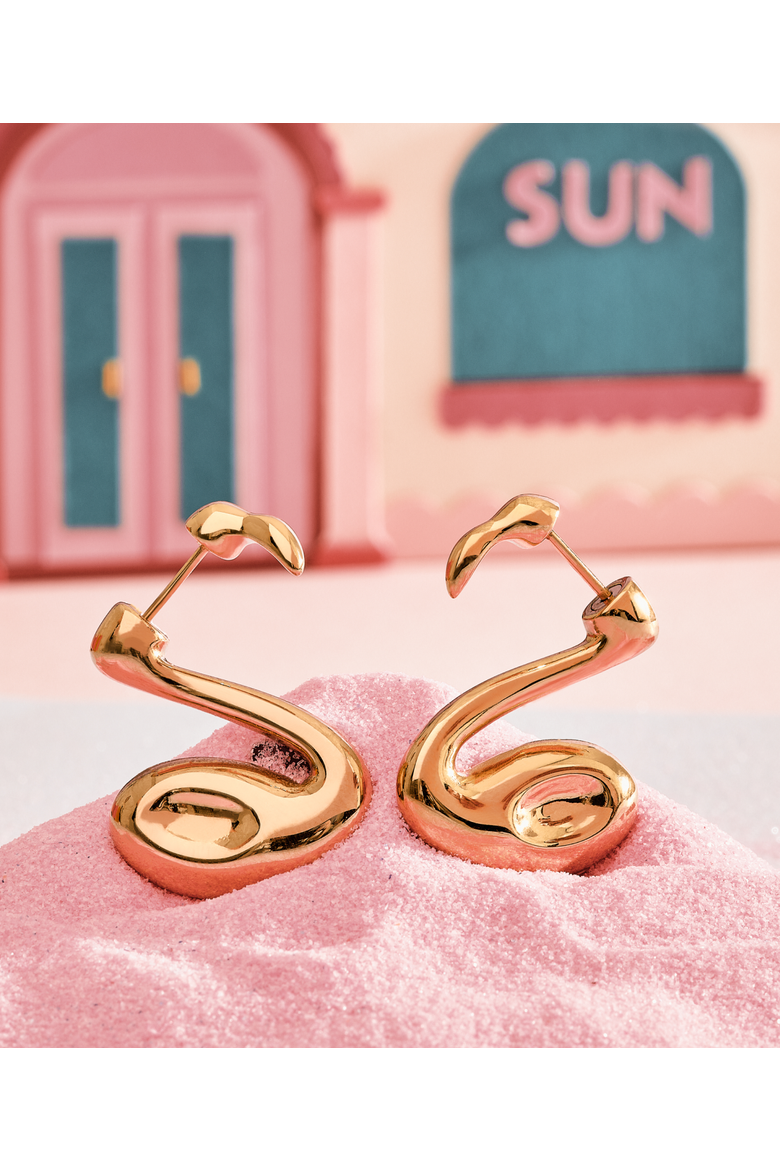 Flamingo Earrings, Alternate, color, Gold