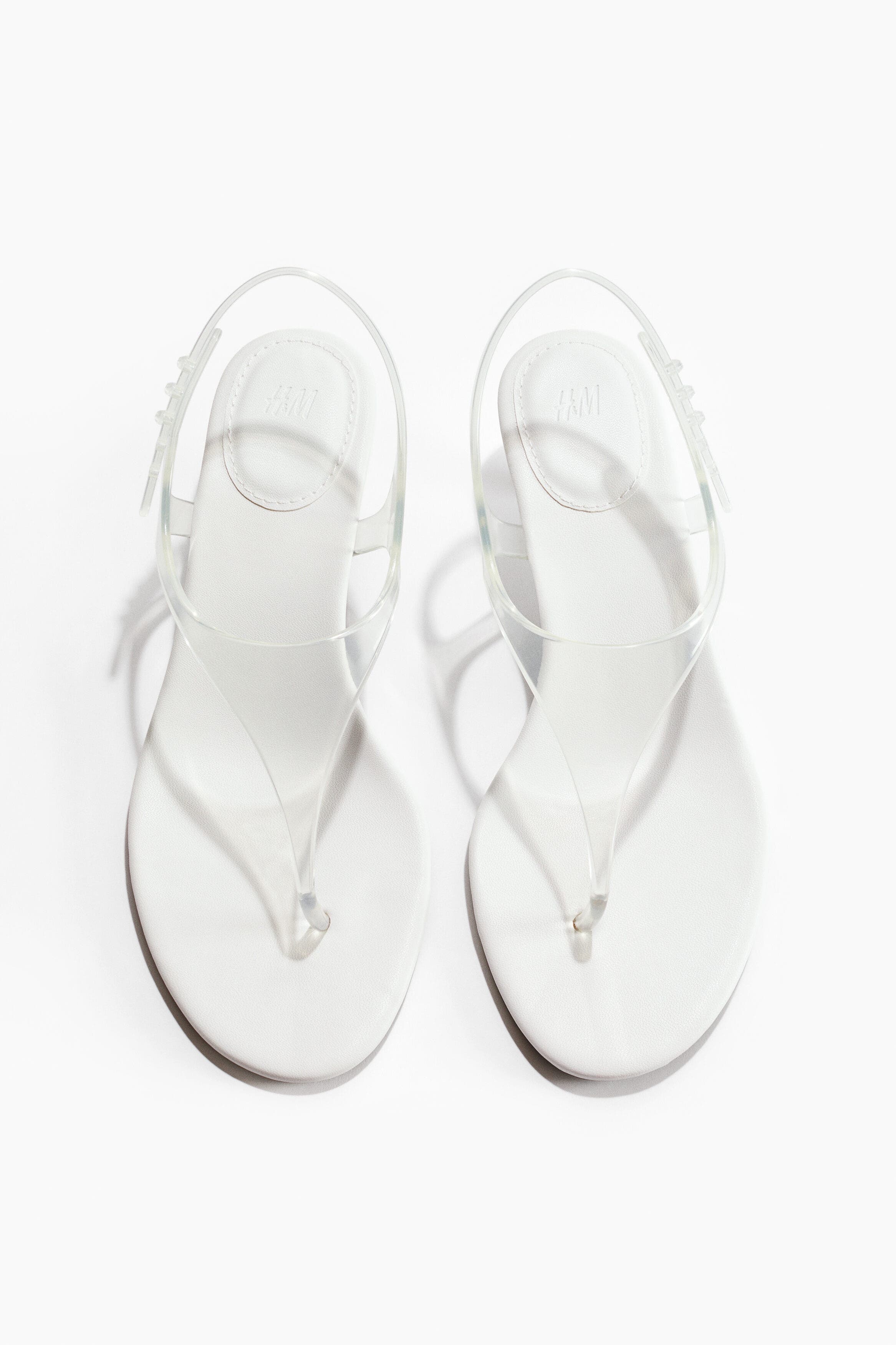 H&M Kitten-heeled Sandals, Main, color, White/Transparent