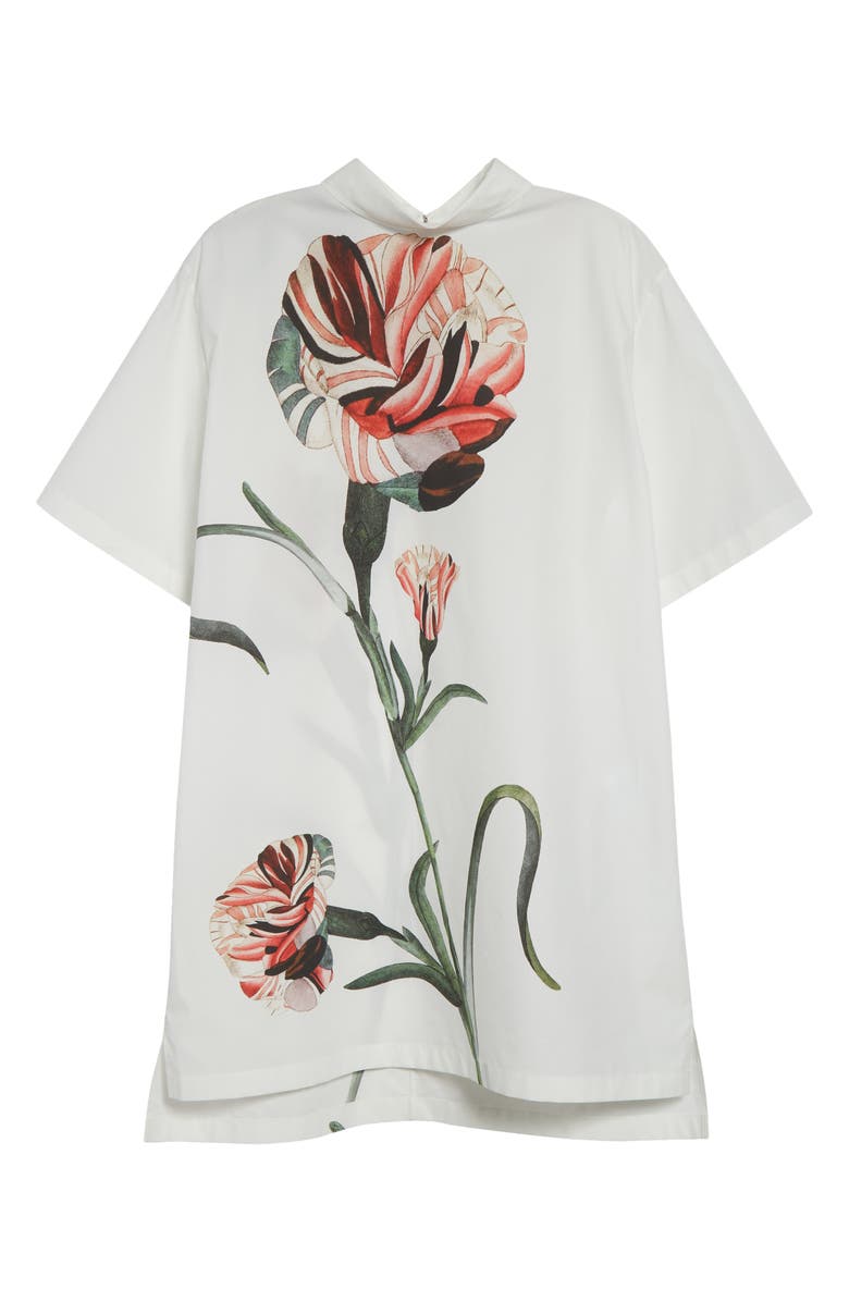 Giambattista Valli Oversize Rose Cotton High-Low Top, Alternate, color, Ivory/ Rose