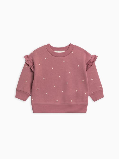 Kendi Abbey Fleece Ruffle Sleeve Pullover Sweatshirt In Pink