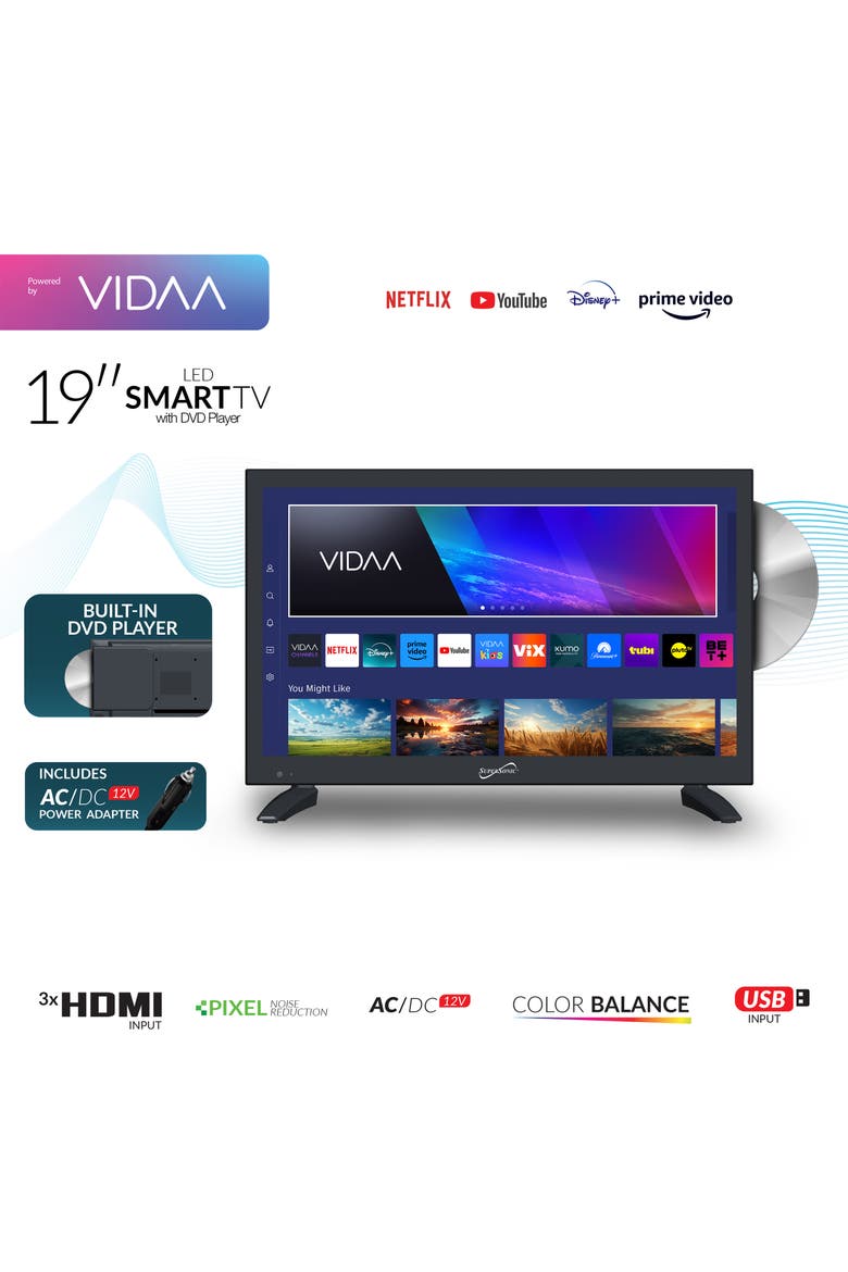 19 Inch Vidaa LED Smart TV with DVD Player, Alternate, color, Black