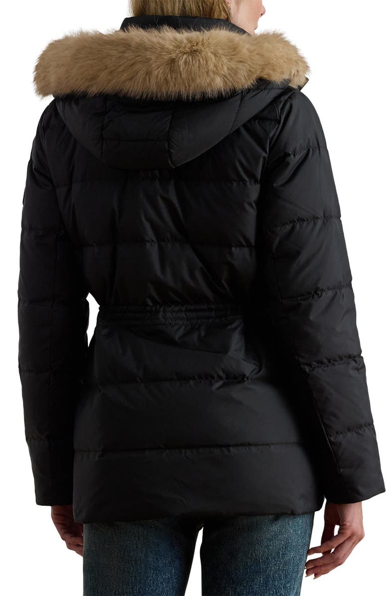 Lauren Ralph Lauren Faux Fur Trim Down & Feather Fill Puffer Coat, Alternate, color, Black