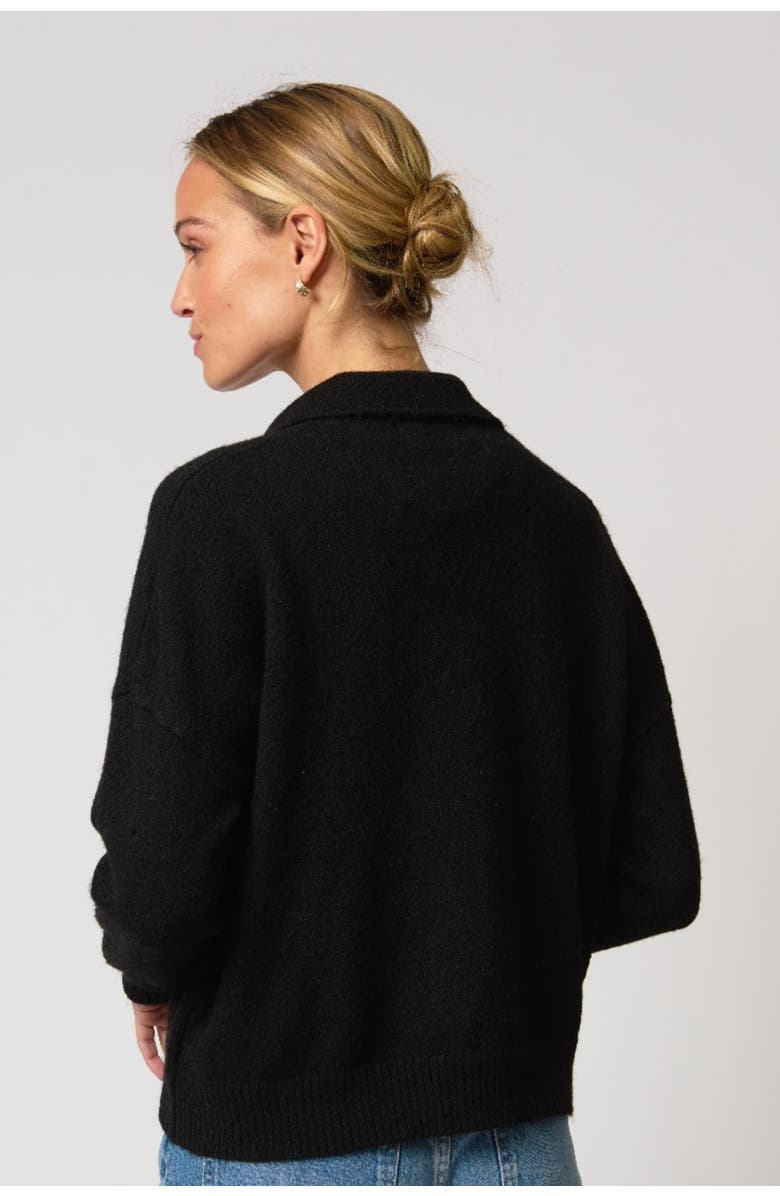 Central Park West Robbie V-Neck Polo, Alternate, color, Black