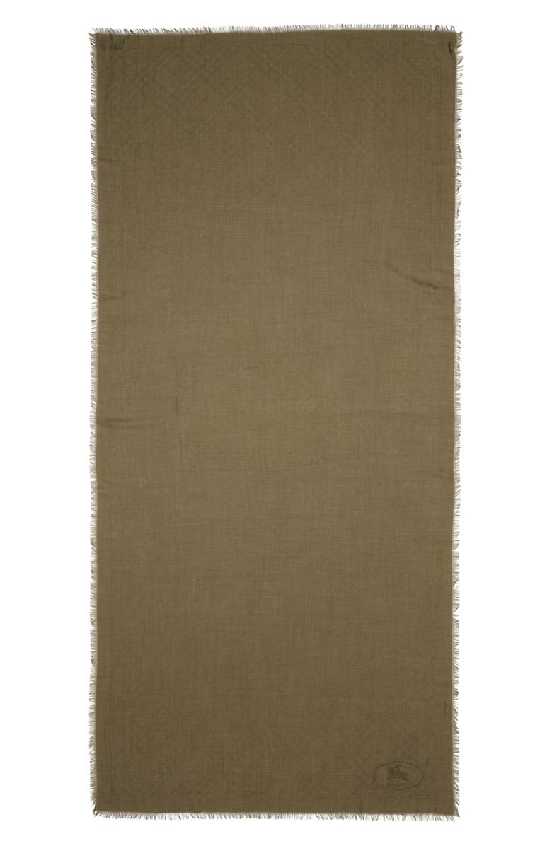 Burberry Medium Check Jacquard Wool & Silk Scarf, Alternate, color, Swamp