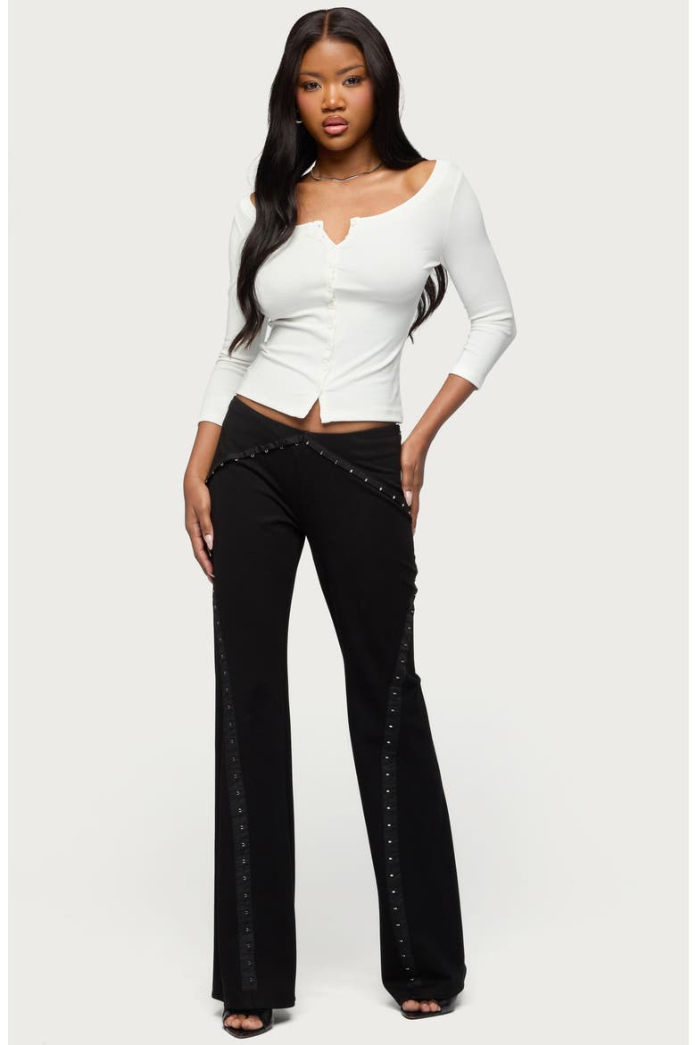 Iklara Button Front Knit Top, Alternate, color, WHITE