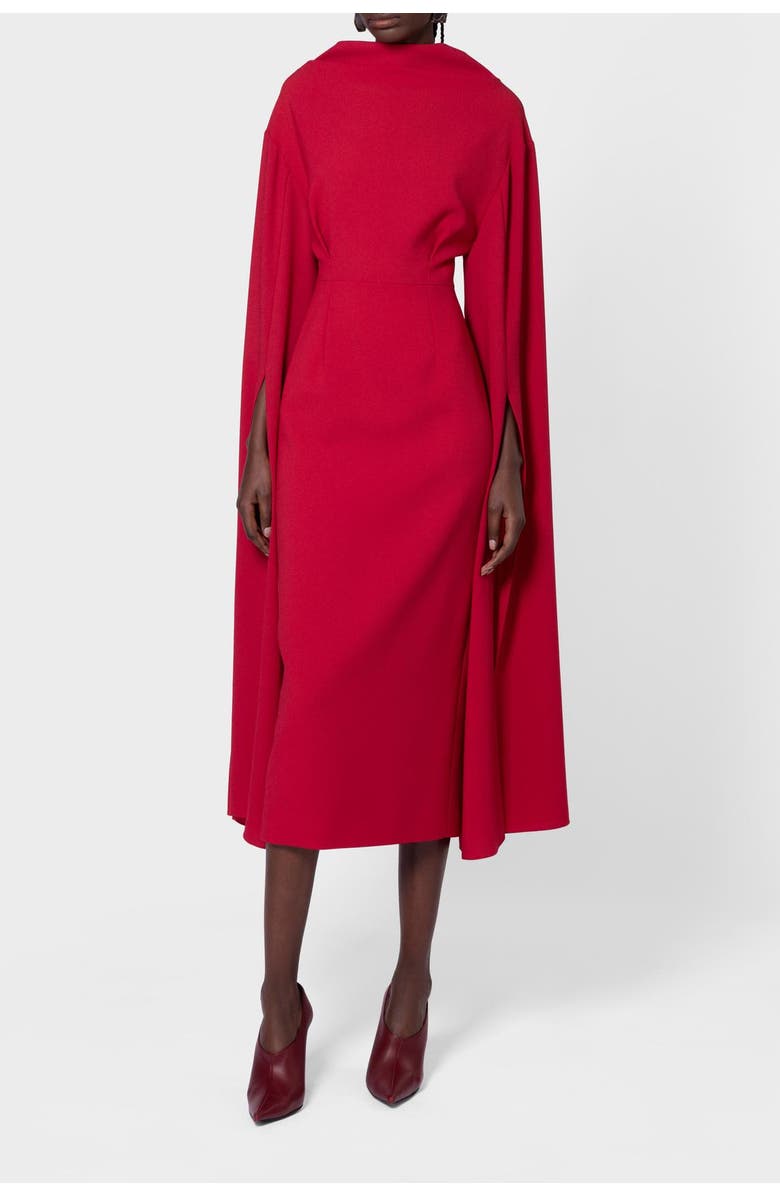 Roksanda Nour Crepe Caped Midi Dress, Alternate, color, Amaranthus