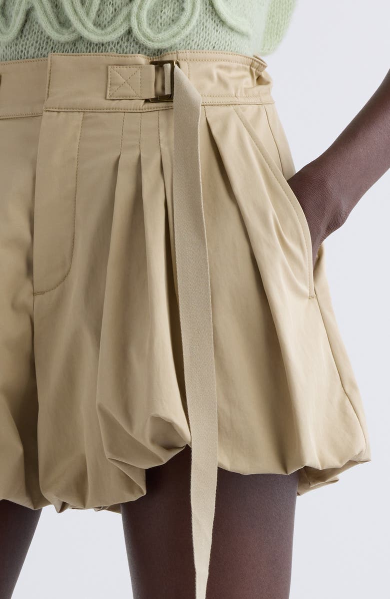 Chloé Bubble Hem Cotton Gabardine Shorts, Alternate, color, 