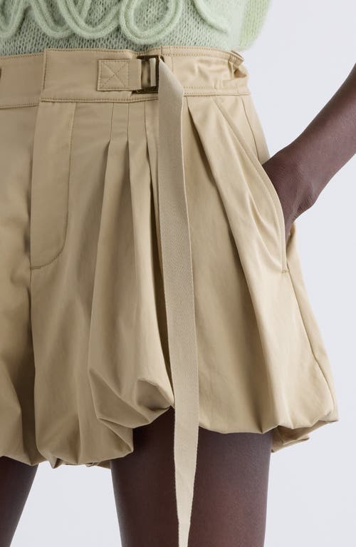 Shop Chloé Bubble Hem Cotton Gabardine Shorts In Smoky Beige